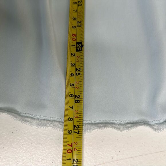 Vintage 80s Shadowline Pajama Top Light Blue Lace Trim Button Up Women Medium - Picture 12 of 13